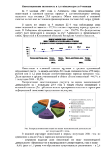 Инвестиционная активность в Алтайском крае за 9 месяцев 2014