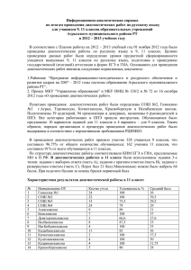 Информационно-аналитическая справка по итогам проведения диагностических работ по русскому языку