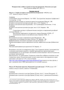 Распределение учебных курсов по модулям программы «Русская