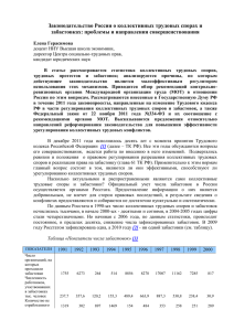 Законодательство России о коллективных трудовых спорах и