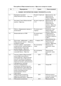 План работы Общественной палаты г. Иркутска четвертого созыва № Мероприятия Сроки