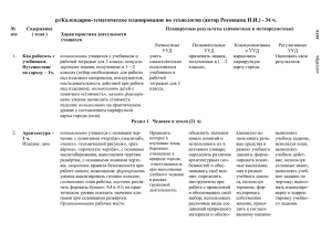 ртКалендарно-тематическое планирование по технологии (автор Роговцева Н.И.) - 34 ч.