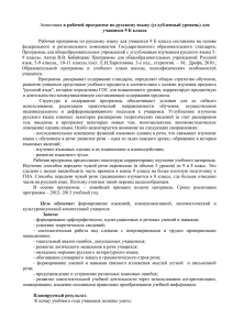 Аннотация к рабочей программе по русскому языку (углубленный