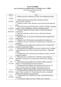 ПЛАН ЛЕКЦИЙ для студентов по специальности «Лечебное дело с УФП». 19 недель