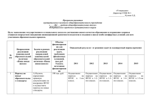 Программа развития СОШ №1 на 2011-2015 г.