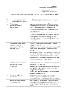 Оценка и перечень коррупционных рисков в МОУ Вышеславская