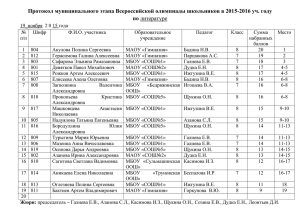 Протокол муниципального этапа Всероссийской олимпиады школьников в 2015-2016 уч. году по