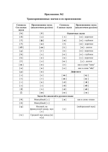 Приложение №2 Транскрипционные значки и их произношение