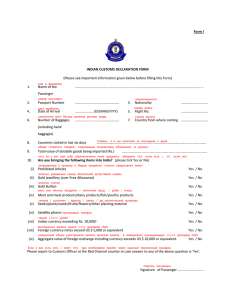Form I INDIAN CUSTOMS DECLARATION FORM (Please see