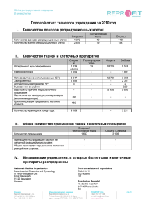 Годовой отчет тканевого учреждения за 2010 год I