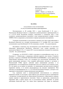 Надзорная жалоба в Верховный суд Республики Беларусь