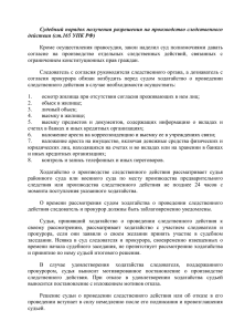 Судебный порядок получения разрешения на производство следственного действия (ст.165 УПК РФ)
