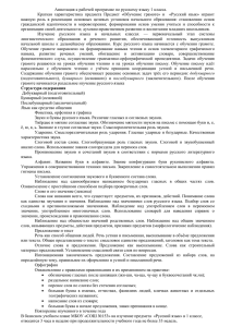 Аннотация к рабочей программе по русскому языку 1 класса