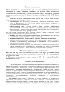 Пояснительная записка Рабочая программа по русскому языку