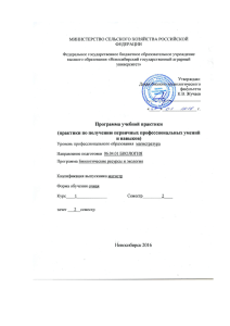 Программа учебной практики - Новосибирский Государственный