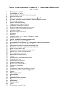 Список экзаменационных препаратов по гистологии