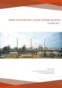 Обзор российского рынка Cерной кислоты