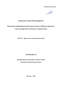 Демиденко Артем Владимирович  Выделение и функциональный анализ нового АБК-регулируемого Lupinus luteus