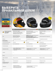Таблица выбора шлемов