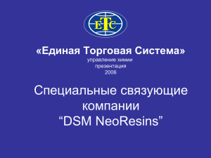 Презентация "Специальные связующие компании DSM NeoResins"