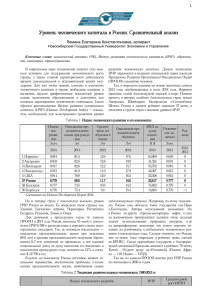 Уровень человеческого капитала в России. Сравнительный анализ