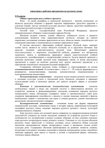 Аннотации к рабочим программам по русскому языку