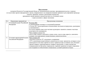 Предложения экспертов Комитета Государственной Думы по экономической политике, предпринимательству и туризму