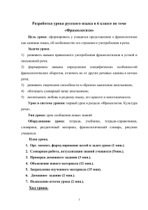 Конспект урока русского языка в 6 классе по теме