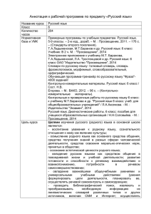 Аннотация к рабочей программе по предмету «Русский язык