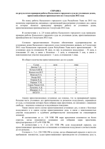 СПРАВКА по результатам проверки работы Кызылского городского суда по уголовным делам,