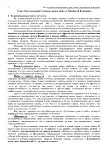 Система конституционных прав и свобод в Российской