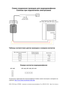 Схема соединения проводов для подключения видеодомофонов
