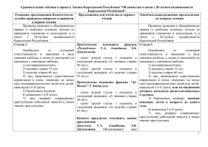 Сравнительная таблица к Заключению Комитета от 30 мая 2011 г.