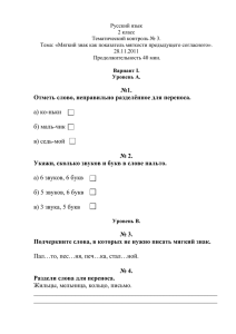Русский язык 2 класс Тематический контроль № 3.