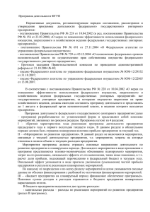 Программа деятельности ФГУП Нормативные документы