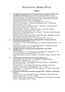 Писатели и поэты – юбиляры в 2015 году Январь Гагарин
