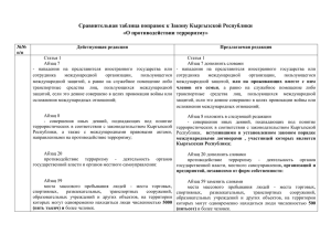 Сравнительная таблица поправок к Закону КР «О
