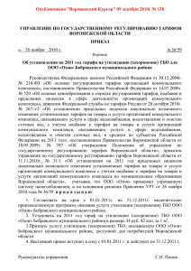 Опубликовано "Воронежский Курьер" 09 декабря 2010г № 138