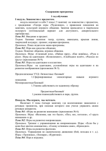 Содержание программы 1 год обучения I модуль. Знакомство с предметом.