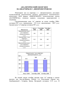 Аналитический обзор цен на квартиры в г.Днепропетровске от
