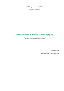 Тема: Растения в нашем уголке природы  Старшая разновозрастная группа Разработчик: