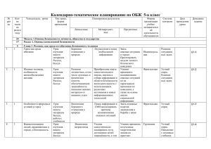 Календарно-тематическое планирование по ОБЖ  5-а класс