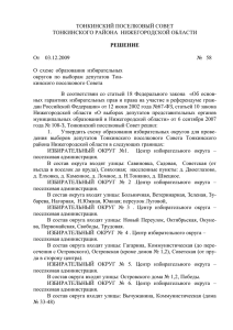 Решение Тонкинского поселкового Совета №58 от 03.12.2009 г.