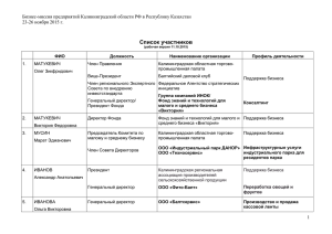 1) Список делегации Калининградской области РФ – 2 листа