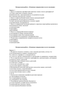 Контрольная работа «Основные направления и пути эволюции»