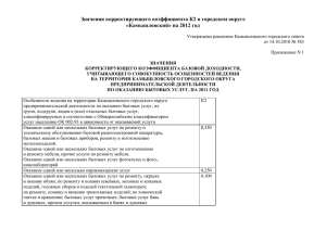 Значения корректирующего коэффициента К2 в городском округе «Камышловский» на 2012 год