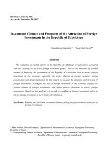 II. Dynamics and structure of foreign investments in Uzbekistan