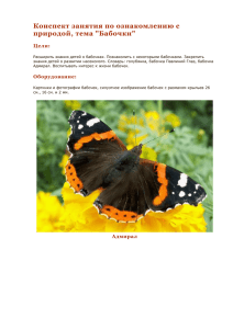 Конспект занятия по ознакомлению с природой, тема &#34;Бабочки&#34; Цели: