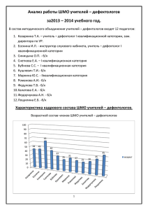 Анализ работы ШМО учителей – дефектологов за2013 – 2014