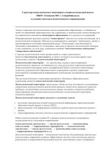 Структура психологического мониторинга учащихся начальной школы МБОУ «Гимназия №5» г. Северобайкальск